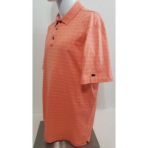 NIKE Tiger Woods Collection Mens XL Fit Dry Golf Shirt Polo Orange White Stripes